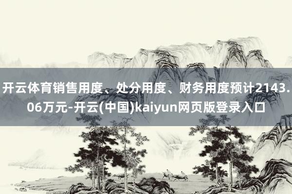 开云体育销售用度、处分用度、财务用度预计2143.06万元-开云(中国)kaiyun网页版登录入口