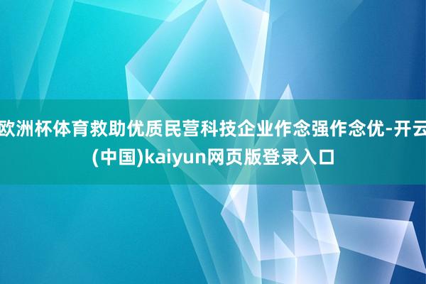 欧洲杯体育救助优质民营科技企业作念强作念优-开云(中国)kaiyun网页版登录入口