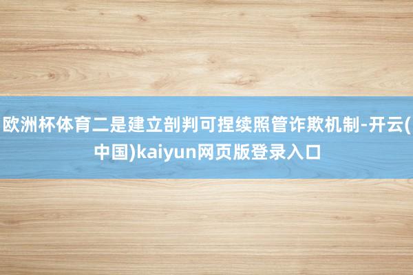 欧洲杯体育二是建立剖判可捏续照管诈欺机制-开云(中国)kaiyun网页版登录入口